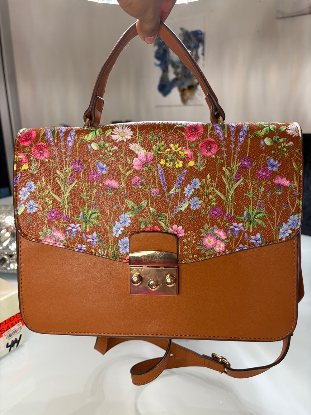 IMAN Shoulder Tote in Cognac Orange